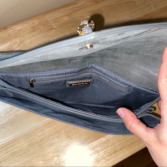 Faux suede gray clutch - Picture 6 of 6